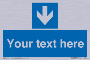 Custom Mandatory directional sign, blue arrow down